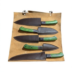 Ensemble de couteaux de cuisine en acier Damas à 67 couches, 5 pièces, manche en bois, lames droites, couteaux de chef, lame polie, ambidextres, haute qualité - Product Image 5