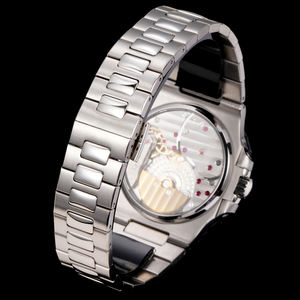 Reloj Automático Elegante para Hombre 2026 con Cristal de Zafiro, Esfera Azul Marino, Correa de Cuero de Cocodrilo Genuino, Fase Lunar y Cronógrafo - Product Image 5