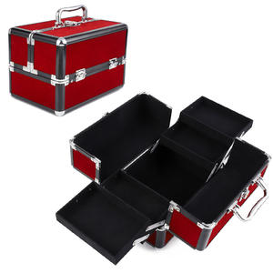 Boîte de rangement cosmétique grande capacité pour maquilleurs, 10 pouces, avec poignée supérieure, ultra-légère, pour usage domestique, noir foncé - Product Image 1