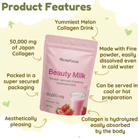 Lait de beauté pour une peau éclatante tendance avec du collagène |   50 000 mg de fraises japonaises |   Boisson éclaircissante pour la peau, naturelle, sans OGM, OEM