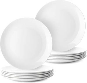 Juego de Platos de Porcelana Lisa, Vajilla Elegante Blanca para Restaurante, Hotel, Hogar, Cocina y Comedor - Product Image 1