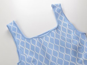 KD2260 Abito Slip di Alta Qualità, Elegante <span class=keywords><strong>Vestito</strong></span> <span class=keywords><strong>in</strong></span> <span class=keywords><strong>Maglia</strong></span> per Donne, Raffinato Abito <span class=keywords><strong>Blu</strong></span> Senza Maniche a Lunghezza Corta - Product Image 3