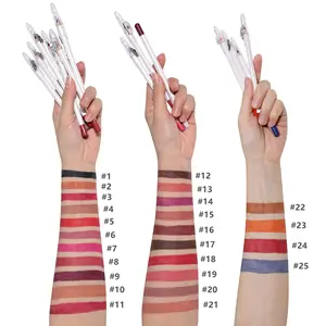 25 colori matita per labbra impermeabile senza marcatura in velluto opaco penna per rossetto professionale lunga durata Lipliner con temperino