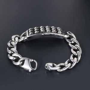 Stainless Steel Skull <b>Bracelet</b> 21.5Cm Punk Style Chain Link Bangle CE316 - Product Image 3