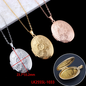 Mạ vàng thép không gỉ hình dạng hình bầu dục khung ảnh Mặt dây chuyền vòng cổ cổ điển mề đay dây chuyền đồ trang sức tưởng niệm cho phụ nữ cô gái - Product Image 6
