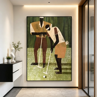 Peinture à l'huile sur toile grand format, personnalisée, motif golf, peinte à la main, avec cadre, pour décoration murale, marque ZM, style moderne pour salon, vente en gros