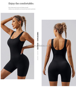 Combinaison de sport pour femme, personnalisée par les vendeurs, une pièce, col carré, unie, ensemble de marque, body sculptant, imitation, vente en gros - Product Image 5