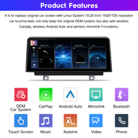 Écran Radio Multimédia Auto 10.25" Sans Fil Carplay Android Auto Système Linux pour BMW X1 F48 F49 E84 Navigation CIC NBT