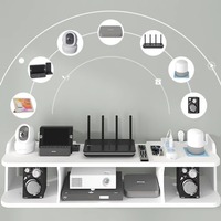 Support mural pour TV WiFi, sans perçage, boîte de rangement pour décodeur et routeur, étagère de salle de bain en métal et en plastique