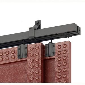 Kit de quincaillerie pour porte de grange coulissante extérieure WEKIS 6,6 pieds en acier/laiton, rail robuste noir pour chambre à coucher - Product Image 1