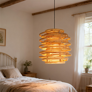 <span class=keywords><strong>Lampada</strong></span> <span class=keywords><strong>a</strong></span> <span class=keywords><strong>Sospensione</strong></span> Artigianale in Rattan, Lampadario per Illuminazione Cucina, Luci Sospese per Casa con <span class=keywords><strong>Paralume</strong></span> in Bambù Intrecciato - Product Image 2
