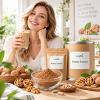 LongBio Extrait Naturel de Noyau de Noix en Poudre Juglans Regia 10:1 20:1 Extrait Botanique Marron Jaune pour Complément Alimentaire OEM en Vrac