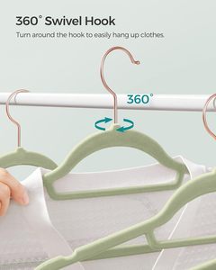 Pink Velvet Rose Gold ABS <b>Material</b> Swivel Hook Hangers Classic Design Space-Saving Single Tier <b>Cloth</b> Wardrobe Non-Slip Cleaning - Product Image 5