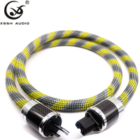 Câble d'alimentation audiophile haut de gamme : Câble d'alimentation CA YIVO DIY/OEM 14 mm, connecteur mâle US 3 broches + connecteur femelle IEC en fibre de carbone