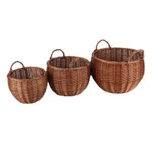 Guoyue Hot Sale Willow Rattan Wicker Lining Primary Color Oval Picnic Storage Basket