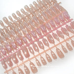 30 faux ongles carrés en forme d'amande, couleur unie, style français simple, effet œil <span class=keywords><strong>de</strong></span> chat, rose nude, nacré, à presser - Product Image 4