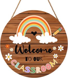 Bienvenue dans notre classe - Plaque de porte en bois - Décoration de <span class=keywords><strong>rentrée</strong></span> <span class=keywords><strong>scolaire</strong></span> - Fournitures <span class=keywords><strong>pour</strong></span> enseignants - Plaque ronde suspendue <span class=keywords><strong>pour</strong></span> <span class=keywords><strong>la</strong></span> <span class=keywords><strong>maternelle</strong></span> et <span class=keywords><strong>la</strong></span> pré<span class=keywords><strong>maternelle</strong></span> - Product Image 2