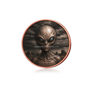 Op maat gemaakte bulk 1oz .999 puur koperen ronde UV-kleur bedrukte alien UFO kunst munt voor verzameling cadeau - Product Image 2