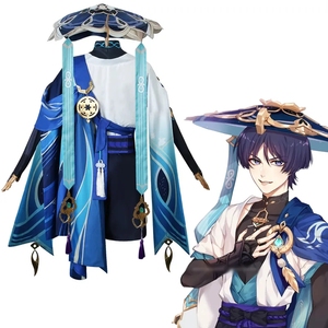 Wanderer <span class=keywords><strong>Scaramouche</strong></span> Genshin Impact <span class=keywords><strong>Cosplay</strong></span> Costume Halloween carnaval ensemble complet tissu Anime jeu de rôle pour homme Costume - Product Image 3