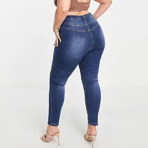 Fornitori personalizzati 100% cotone gamba larga plus size casual denim femmes pantaloni mujer per le donne streetwear ladies big skinny mom jeans