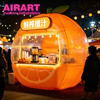 6 stands de fruits amusants de formes différentes, kiosque à jus d'orange gonflable, tente pneumatique pour la publicité et la décoration en extérieur