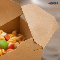 Boîtes pliables en papier kraft biodégradables et écologiques, anti-fuite, pour plats à emporter, avec impression personnalisée du logo pour la livraison de nourriture