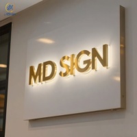 Letrero LED para Exteriores, Letrero Publicitario, Letrero LED con Retroiluminación Dorada, Panel de Logotipo de Pared, Letrero Personalizado para Negocios