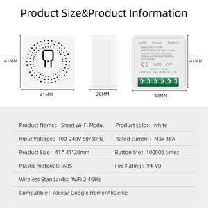 Interruptor Inteligente WiFi Mini, Control Remoto por Aplicación Tuya Smart Life, Interruptor Inteligente de 16A, Módulo de Relé Inalámbrico DIY para Iluminación del Hogar - Product Image 6