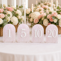 Numéros de table de mariage en forme d'arche givrée avec supports panneaux en acrylique et supports, parfaits pour la décoration