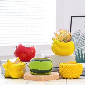 Pot de fleurs pour plantes succulentes, en céramique respirante, motif fruit de durian, poterie rustique créative, décoration simple, jardinière verte - Product Image 1