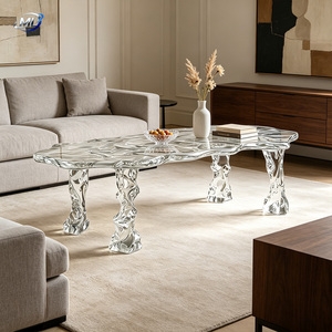 Table à manger en acrylique transparent, style cristal en résine faite à la main, table de réception, mobilier personnalisé pour salon, hôtel, club - Product Image 5