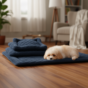 Set di Tappetini per Cani a Forma di Coniglio Blu Scuro, Tre Pezzi, Materassini per Animali Domestici - Product Image 3