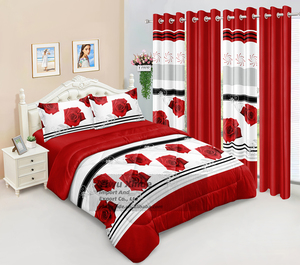 Parures de Lit Florales Chaleureuses Luxueuses pour l'Hiver avec Rideaux Assortis, Ensemble de Couette Gros pour Lit King Size - Product Image 6