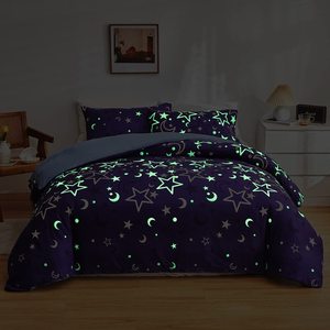 Siêu Mềm Bên Ngoài Không Gian Sao Trăng Đầy Sao Đêm Phát Sáng Trong Bóng Tối Duvet Cover Bộ Đồ Giường Đặt Cho Trẻ Em - Product Image 2