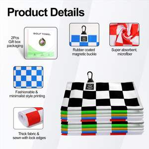 Custom Magnetic Golf <b>Towels</b> for Golf Bags Premium Waffle-<b>Pattern</b> <b>Towel</b> with Magnet and Carabiner Clip for Golf Carts Clubs - Product Image 5