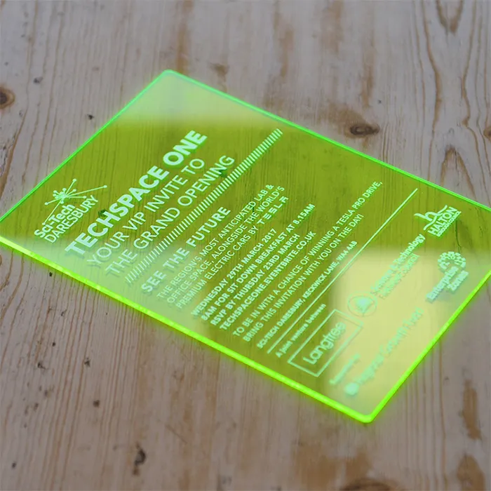 Translucent Fluorescent Green Acrylic Business Card Template Design Puzzlers