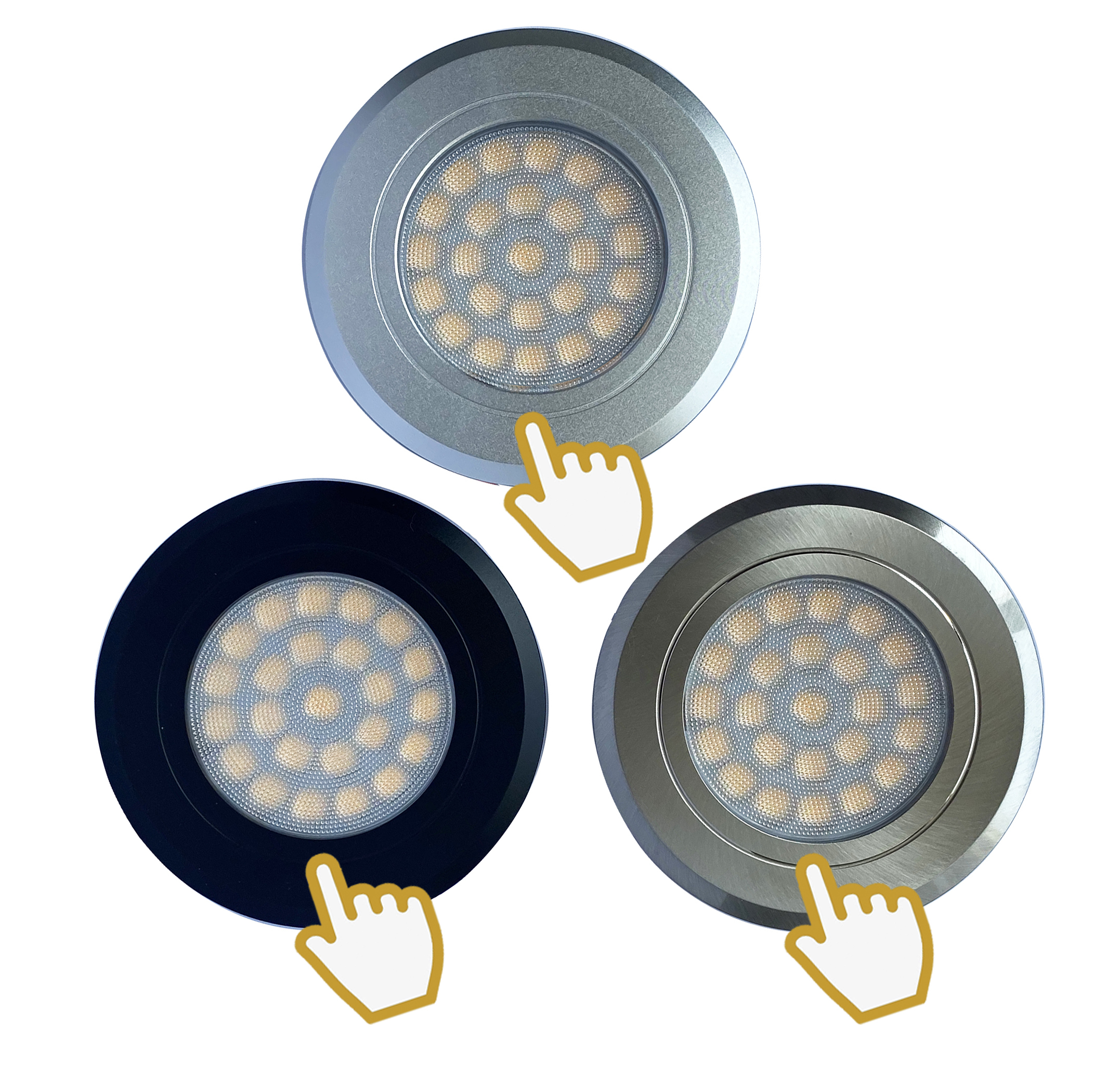 New Nickel Bezel LED Ceiling Lamp 24V 10-30VDC Complete Memory Touch Control Caravan Motorhome Light Bulb High Quality