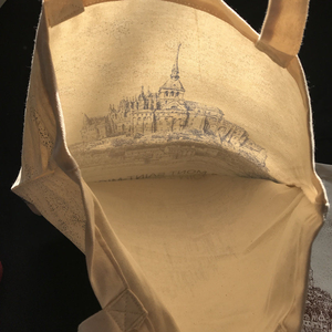 Bolsa de Mano de Algodón con Diseño de Isla de Dibujos Animados Franceses, 37x41 cm, Diseño Pintado a Mano, Bolsa de Compras Ecológica, Bolsa para Libros - Product Image 6