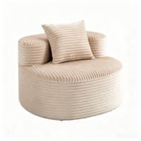 Canapé rond individuel moderne en velours côtelé compressé sous vide, fauteuil de relaxation incurvé et moelleux pour salon, balcon, chambre à coucher