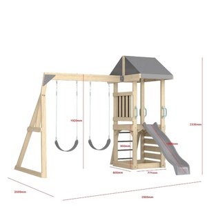 Set de Juego de Vinilo para Exterior con Tobogán y Columpios, Soportes de Esquina, Parque Infantil Exterior, <span class=keywords><strong>Columpio</strong></span> de <span class=keywords><strong>Madera</strong></span> para Niños, Gimnasio Infantil - Product Image 2