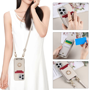 Portefeuille de luxe bandoulière chaîne en cuir lanière étui bandoulière anneau carte <span class=keywords><strong>coque</strong></span> de téléphone pour <span class=keywords><strong>IPhone</strong></span> 17 Pro Max 16E 15 14 13 - Product Image 2