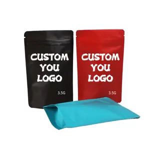 Custom Printed Stand Up Pouch 3.5 3.5g 7g My Logo Colored Candy Child Proof Smell Ziplock Cookie Packaging Designer Mylar Bags
