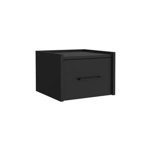 DB Yorktown Modern Solid Oak <b>Floating</b> Nightstand Space-Saving Design with Handy <b>Drawer</b> for Bedroom Surface Black - Product Image 2