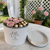 Cajas de Embalaje Redondas Modernas de Cartón Reciclable al por Mayor para Flores con Tapa, Embalaje Personalizable con Laminación Mate