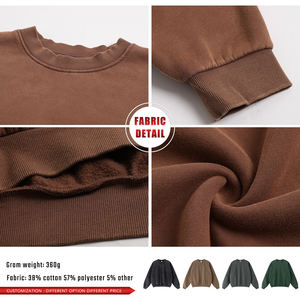 Sweat-shirt vintage délavé patchwork, effet faux deux pièces, col rond, en polaire, streetwear pour homme - Product Image 6