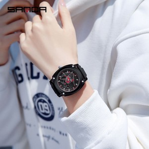 นาฬิกาควอตซ์ Sanda 3235 หน้าปัดเกียร์ดีไซน์สร้างสรรค์ สายซิลิโคนเท่ๆ กันน้ำ นาฬิกาข้อมือลำลองสำหรับนักเรียนและเล่นกีฬา - Product Image 5