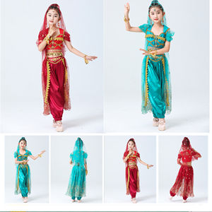 Costume de danse du ventre à paillettes Costume de danse indienne Halloween Wear Carnaval Sets Princess <span class=keywords><strong>Jasmine</strong></span> Performance Outfits - Product Image 6