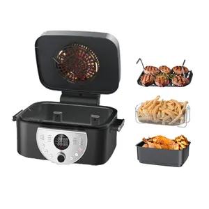 Không khói & oilless bếp XL 5 trong 1 điện BBQ nướng với 4-Quart thông minh kiểm soát nhiệt độ không khí nướng nồi chiên máy