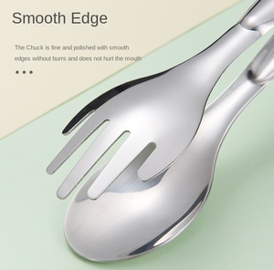 DFT21-2 Cuchara y Tenedor 2 en 1 de Alta Calidad, 1.2mm de Grosor, Pinzas para Comida, Espaguetis, Huevos y Ensaladas - Product Image 6