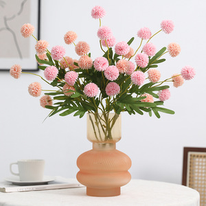 Simulated Spring Colors 5 Head Dandelion Ball Chrysanthemum <b>Artificial</b> <b>Flowers</b> Wedding Decoration Props Plastic Silk <b>Flowers</b> - Product Image 2